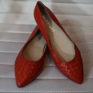 Murasaki  Japan Orange Leather Loafers  woman's size  39/8.5-9